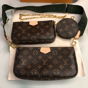 Louis Vuitton Monogram Crossbody Bag Set - Brown and Gold